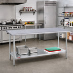 Thumbnail image #2 for Duke Manufacturing 314-36108 108-Inch Stainless Steel Work Table, 14-Gauge 300-Series Flat Top, Open Galvanized Undershelf