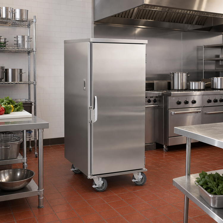 Product image #2 for Enclosed 3/4-Height Non-Insulated Stainless Steel Pan Transport Cabinet with 11 Universal Tray Slides