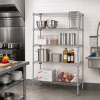 Thumbnail image #2 for Quantum WR54-1460S 4-Shelf Stationary Wire Shelving Starter Unit, 60"W x 14"D x 54"H, 304 Stainless Steel