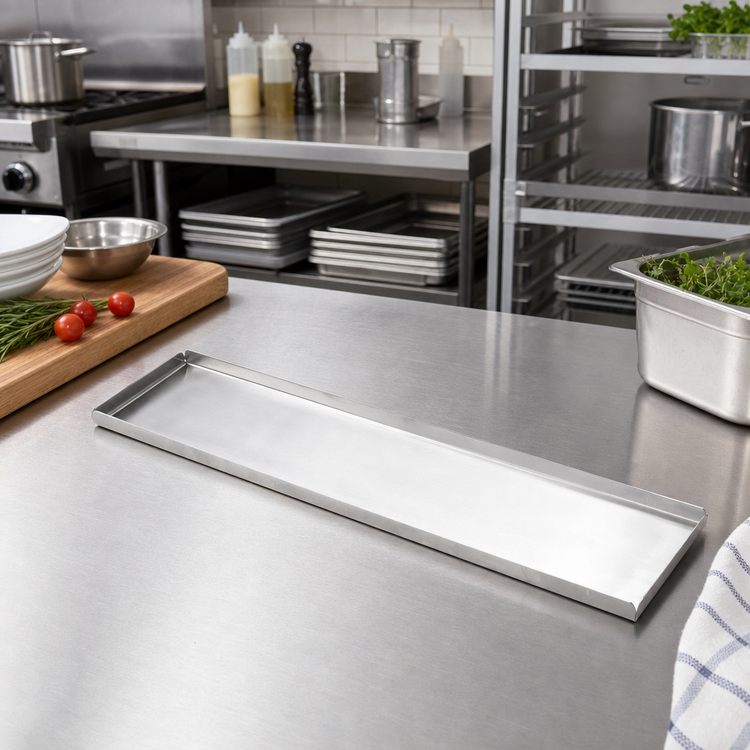 Product image #2 for American Metalcraft Rectangular Stainless Steel Satin Finish Serving Tray, 20-1/8 x 4-1/2 Inch