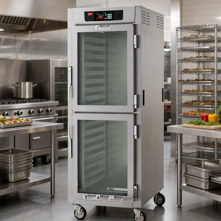Product image #2 for Metro C5 8 Series Full-Height Pass-Thru Controlled Temperature Holding Cabinet with Lip-Load Slides, 17-Pan Capacity, Touch Screen, and Dutch Doors