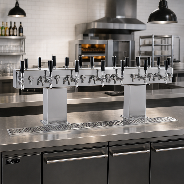 Product image #2 for Perlick 16-Faucet Bridge Tee Countertop Glycol-Cooled Draft Beer Tower, Polished Chrome