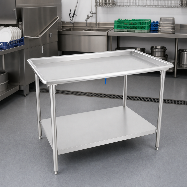 Product image #2 for John Boos 36-7/8-Inch Stainless Steel Dish Sorting Table with Raised Edge, Undershelf, and Adjustable Bullet Feet