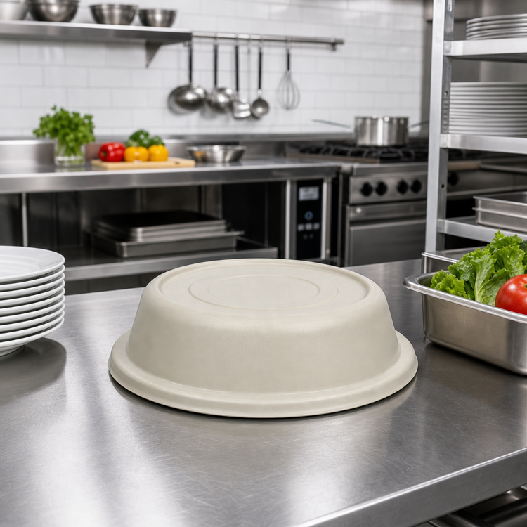 Product image #3 for Cambro Versa Camcover 8-1/4-Inch Round Fiberglass Plate Cover, Ivory, No Vent Hole