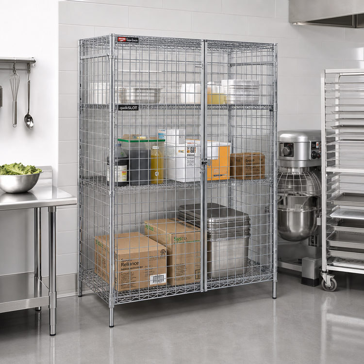 Product image #2 for Metro Super Erecta qwikSLOT Stationary Chrome-Plated Wire Security Cage