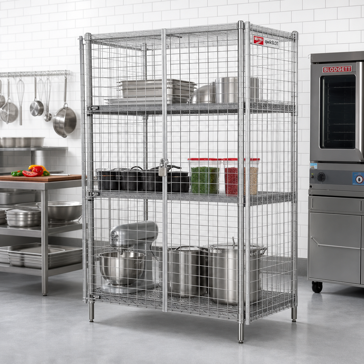 Product image #2 for Metro Super Erecta qwikSLOT Stationary Chrome-Plated Wire Security Cage