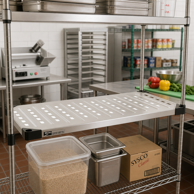 Product image #2 for Metro Super Erecta 60" W x 24" D Louvered/Embossed Stainless Steel Shelf