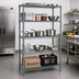Thumbnail image #3 for Quantum 5-Shelf Stationary Wire Shelving Starter Kit, 60 x 24 x 86 in, Gray Epoxy Antimicrobial Finish
