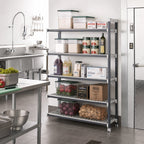 Thumbnail image #2 for Cambro Camshelving® Elements EXA184872V5480 5-Tier Vented Polymer Shelving Add-On Unit, 18 x 48 x 72 Inches, Speckled Gray