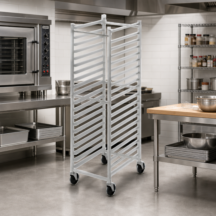 Product image #2 for Channel Manufacturing Knock-Down Aluminum End-Load Bun Pan Rack with 5-Inch Casters, 15-Pan Capacity