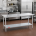 Thumbnail image #2 for Duke Manufacturing 144-Inch Stainless Steel Work Table with Galvanized Undershelf and Posts, 30-Inch Deep, Without Backsplash