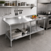 Thumbnail image #2 for Sapphire 84-Inch 18/430 Stainless Steel Worktable with 5-Inch Backsplash and Open Undershelf