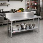 Thumbnail image #2 for Duke Manufacturing 314-3060-10R 60 x 30 in. Stainless Steel Work Table, 14-Gauge 300 Series, 10-in. Riser, Galvanized Undershelf