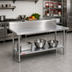 Thumbnail image #2 for Duke 60-Inch x 30-Inch 14-Gauge 300 Series Stainless Steel Work Table with 10-Inch Riser and Galvanized Undershelf