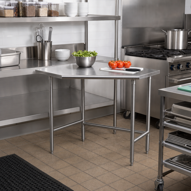 Product image #2 for Advance Tabco TSS-300 30-Inch x 30-Inch Open Base Stainless Steel Corner Work Table