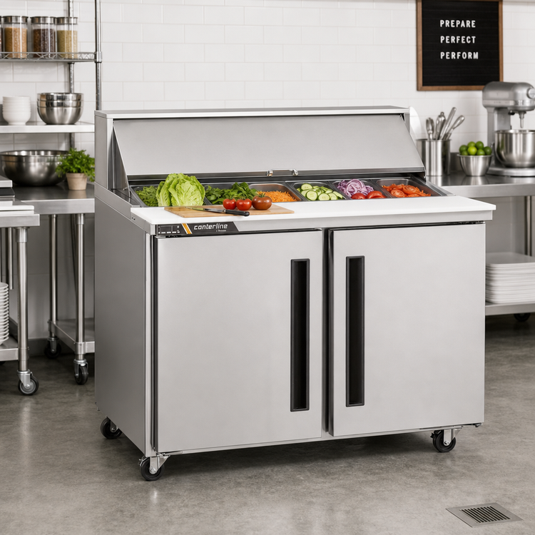 Product image #2 for Centerline by Traulsen CLPT-6024-SD-LL 60-Inch Two-Section Mega Top Prep Table Refrigerator