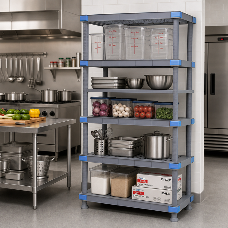 Product image #2 for Quantum Millenia 30-Inch Wide x 21-Inch Deep x 74-Inch High 5-Shelf Stationary Polymer Shelving Starter Unit