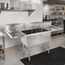 Thumbnail image #2 for John Boos B Series 2-Compartment Stainless Steel Sink with Dual Drainboards and 10-Inch Backsplash, 75-1/4