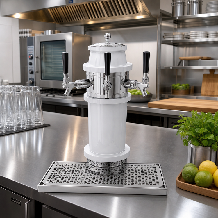 Product image #2 for Glastender Roman 3-Faucet Glycol-Cooled Draft Dispensing Tower, Mirror Finish