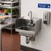 Thumbnail image #2 for Eagle Group BlendPort® Wall-Mount 304 Stainless Steel Hand Sink with Side Splashes, Faucet, and Basket Drain, 14 x 10 x 5 Inch Bowl