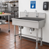 Thumbnail image #2 for Advance Tabco 40-Inch Wide 2-Station Knee-Operated Floor-Mounted Hand Wash Sink with Gooseneck Spouts