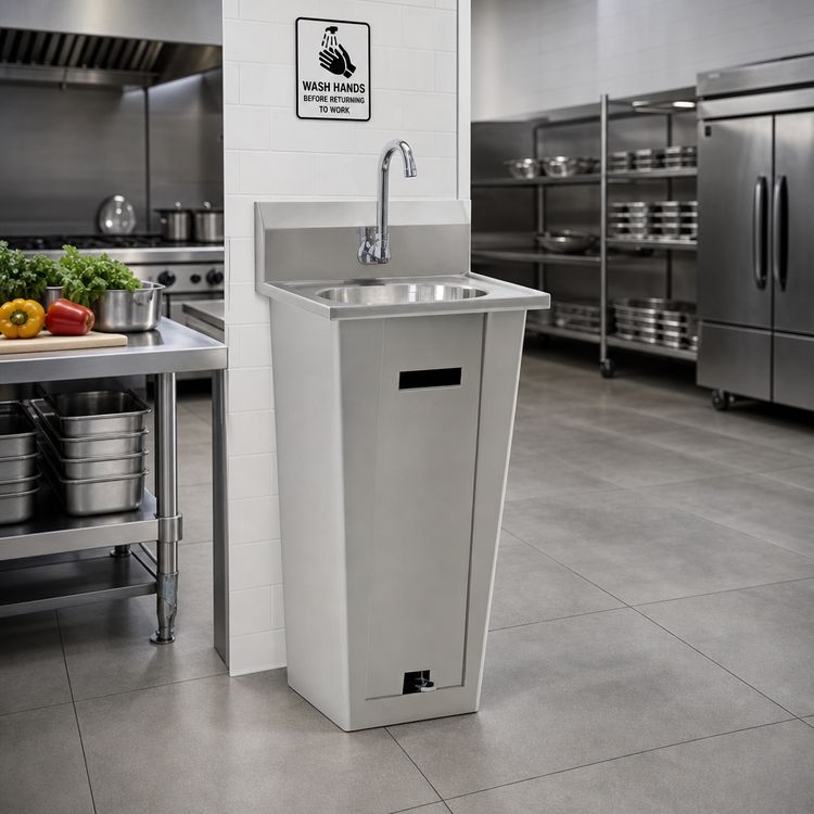 Product image #2 for Eagle Group Foot-Operated Pedestal Hand Sink with Single Foot Pedal and Gooseneck Spout