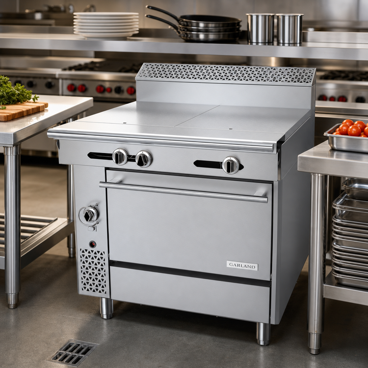 Product image #2 for Garland Cuisine Series 36-Inch Heavy Duty Gas Range with (2) 18-Inch Even-Heat Hot Tops and Convection Oven