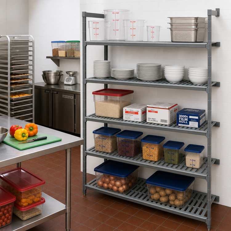 Product image #2 for Cambro Camshelving Basics Plus 5-Tier Vented Add-On Polymer Shelving Unit, 24" x 60" x 64", Brushed Graphite