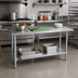 Thumbnail image #2 for Sapphire 60 Inch x 24 Inch 18-Gauge 430 Stainless Steel Flat Top Work Table with Galvanized Legs and Undershelf
