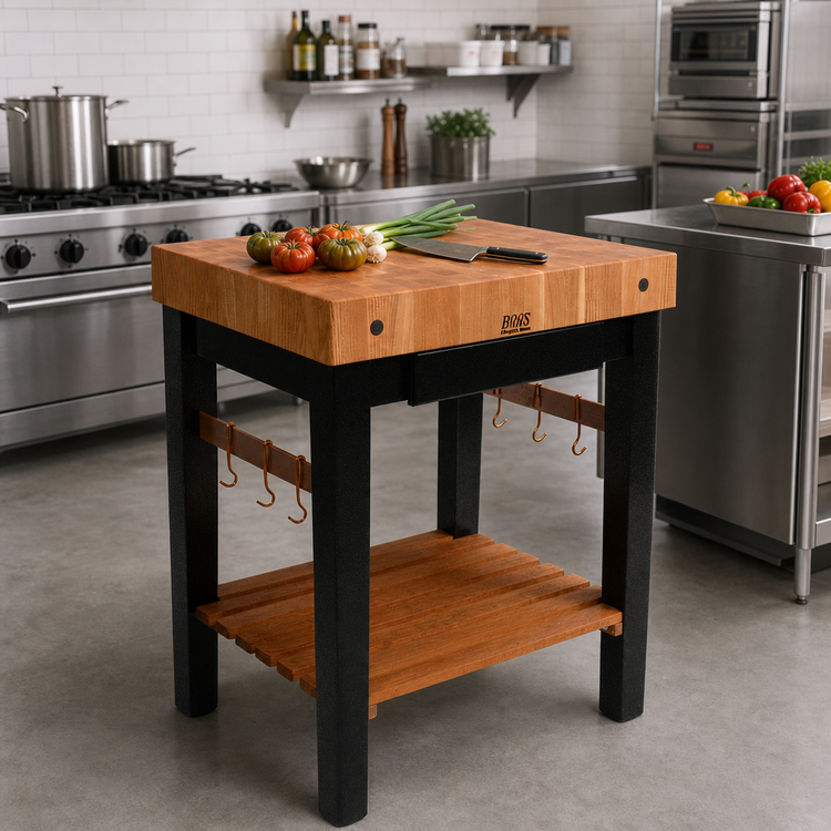 Product image #2 for John Boos Rouge et Noir Pro Prep Bloc 30" x 30" x 36" End Grain American Cherry Butcher Block Work Table