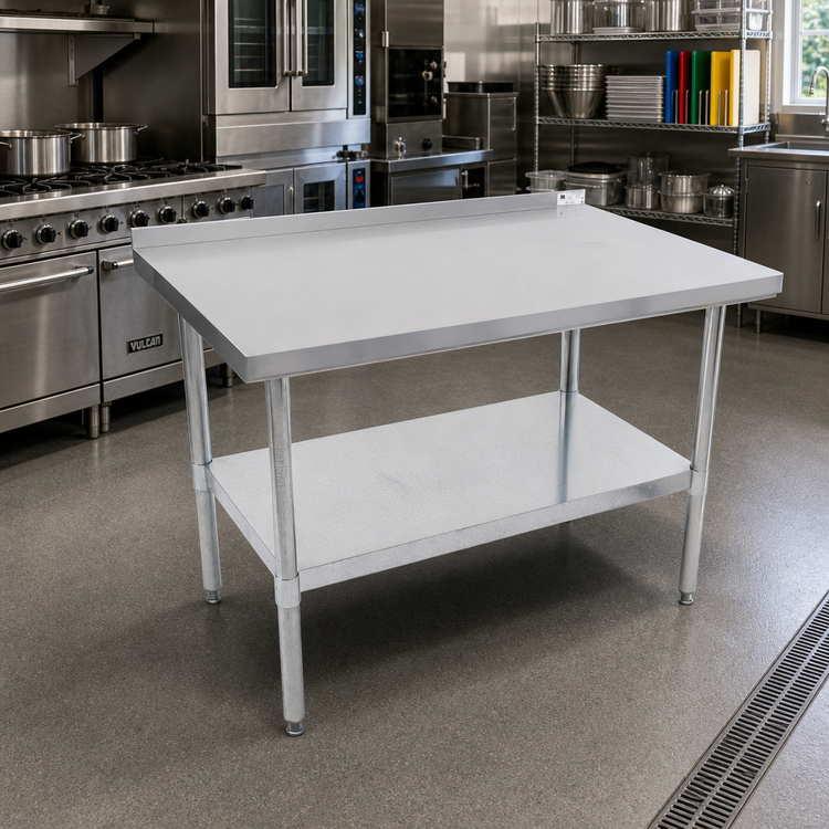 Product image #2 for John Boos Stallion Economy Stainless Steel Work Table, 60 x 30 Inches, with Rear Riser and Adjustable Undershelf