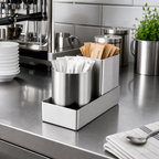 Thumbnail image #2 for Winco DDSG-301S Stainless Steel Sugar Packet Holder Set with Round and Square Holders, Rectangular Base Tray, Approx. 4-Inch Case of 60