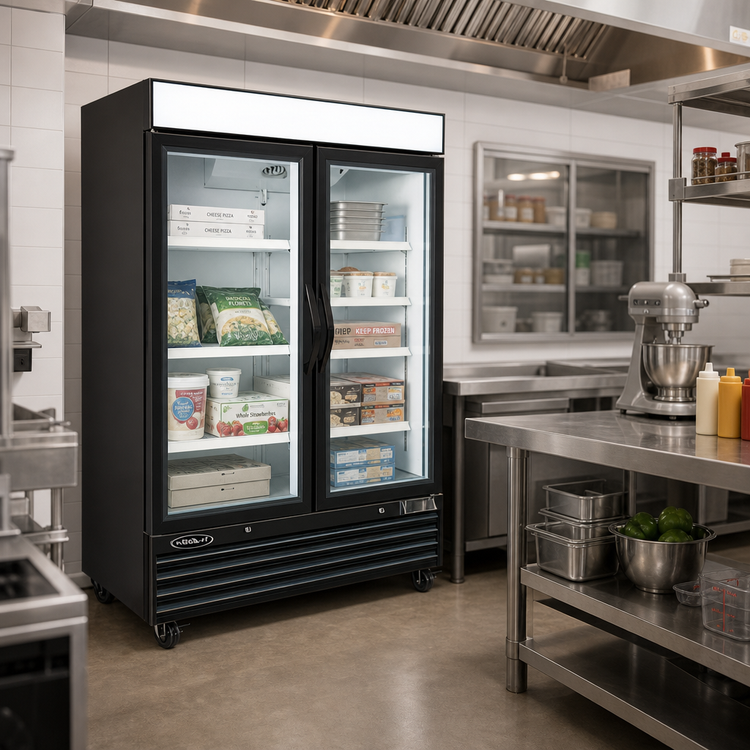 Product image #2 for Kool-It KGF-48 Two-Section Glass Door Freezer Merchandiser, 48 Cu. Ft., Black
