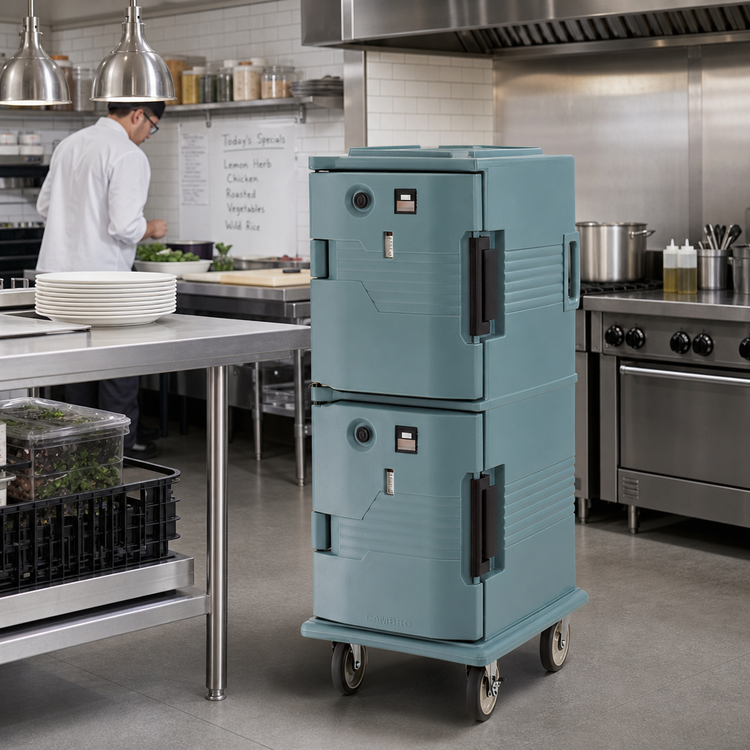 Product image #3 for Cambro Ultra Camcart Heated Replacement Retrofit Top Door for UPCH800 Food Pan Carrier, 110V, Slate Blue