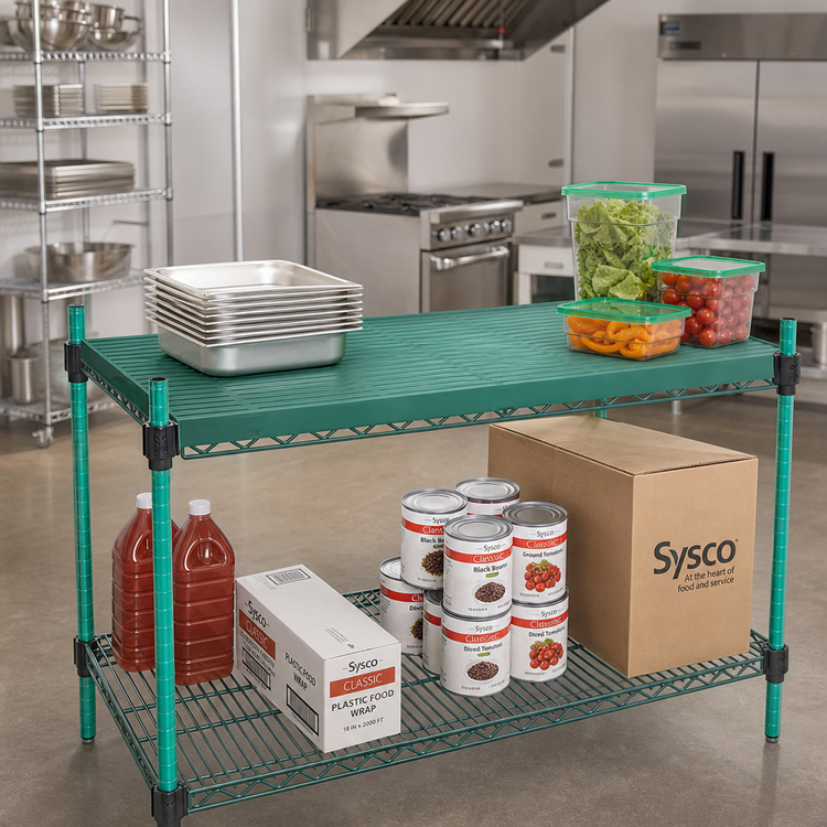 Product image #2 for QuadPlus 42" x 24" Solid Green Polymer Shelf Mat with Quad-Adjust Wire Frame