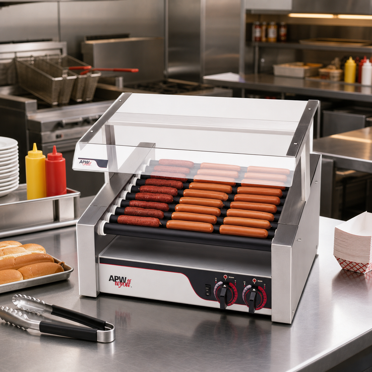 Product image #2 for APW Wyott X*PERT HotRod HRS-31S Slanted Surface 10-Roller Hot Dog Grill