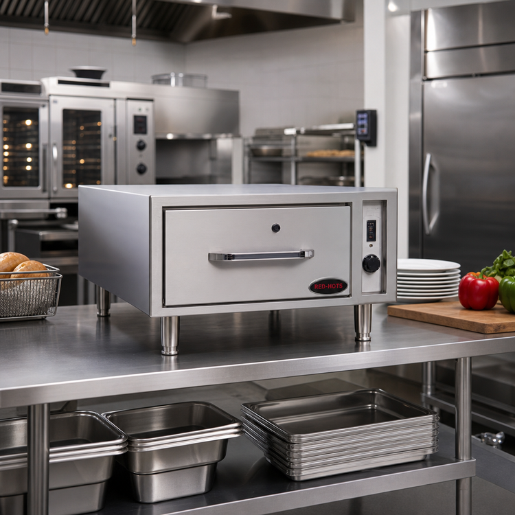 Product image #2 for RedHots Freestanding Narrow 1-Drawer Heated Warming Drawer, Stainless Steel, 240V