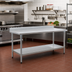 Thumbnail image #2 for Eagle Budget Series 60-Inch W x 24-Inch D Stainless Steel Work Table with 4-1/2-Inch Backsplash and Undershelf