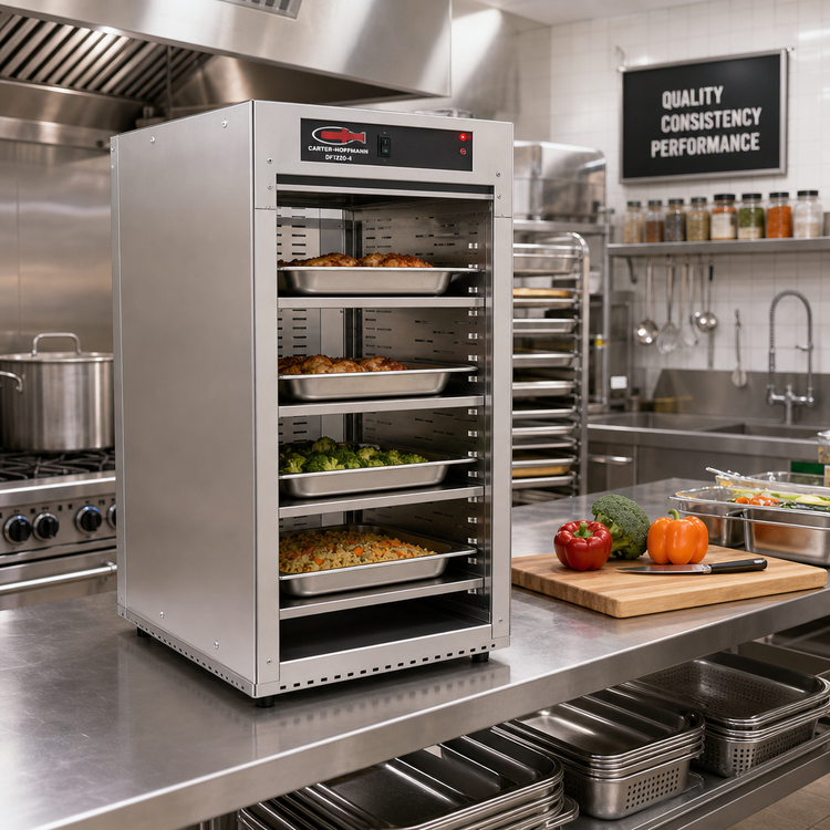 Product image #2 for Carter-Hoffmann DF1220-4 End-Loaded Doorless Pass-Through Heated Holding Cabinet, 1/2 Size, 4 Heated Shelves