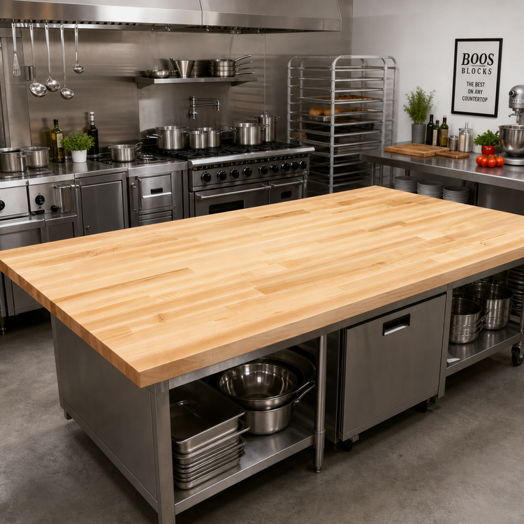 Product image #2 for John Boos Boos Block Blended Edge Grain Maple Kitchen Countertop, 144 x 42 x 1-1/2 Inch, Penetrating Oil Finish
