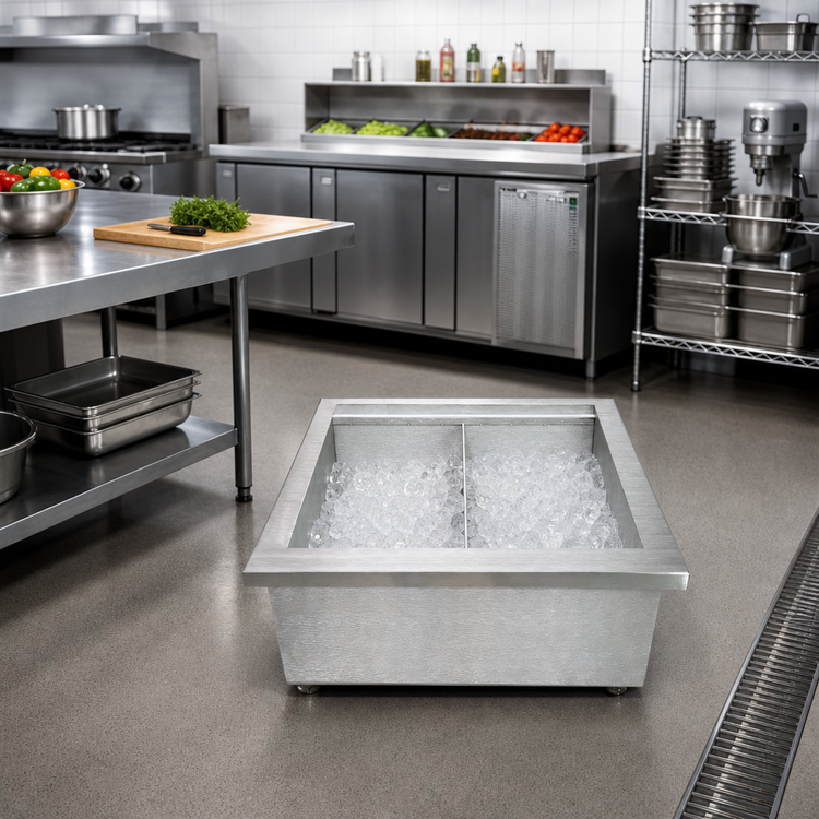 Product image #2 for Portable Insulated Double Ice Well, Brushed Aluminum, Without Lid