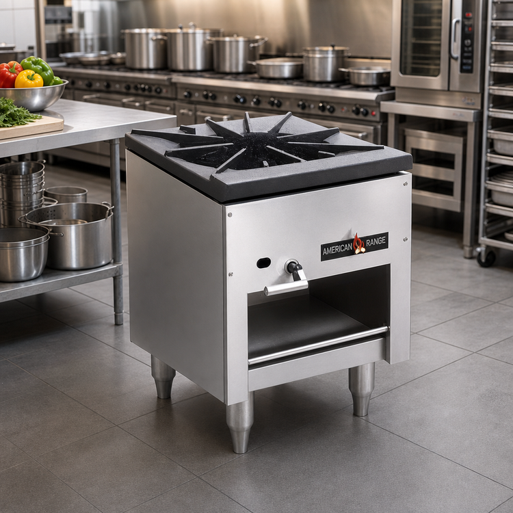 Product image #2 for American Range Single Jet Burner Gas Stock Pot Burner with Cabinet Storage, Stainless Steel