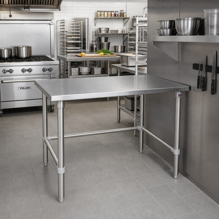 Product image #2 for John Boos Stallion 30 x 24-Inch 16-Gauge Stainless Steel Corner Work Table, Flat Top