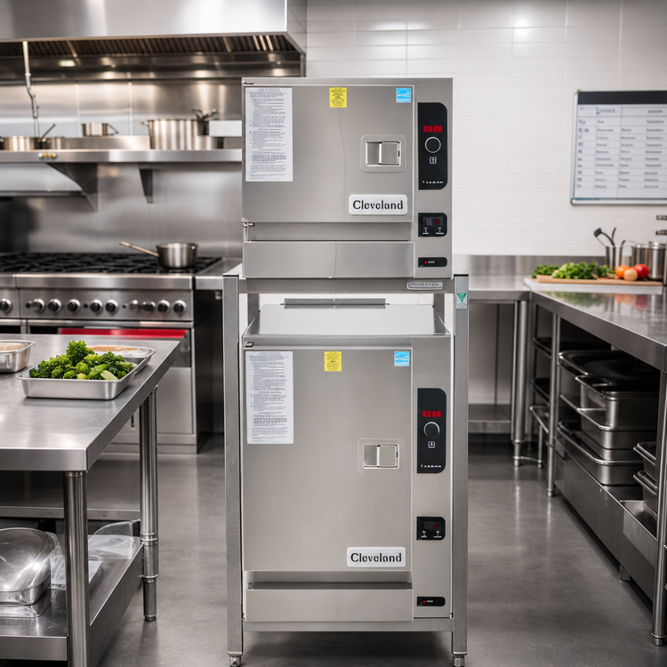 Product image #2 for SteamChef 3 & 6 Double-Stacked Boilerless Gas Convection Steamer with Stand