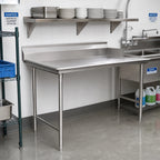 Thumbnail image #2 for Eagle Group CDTL-48-16/4-SL-X Straight Stainless Steel Clean Dishtable, Right-to-Left, 48 x 30 Inches, 16 Gauge, 8-Inch Backsplash