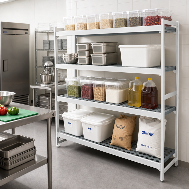 Product image #2 for Fermostock 4-Tier Polymer Shelving Expansion Kit with 1 Upright, 66" H x 52" W x 22" D
