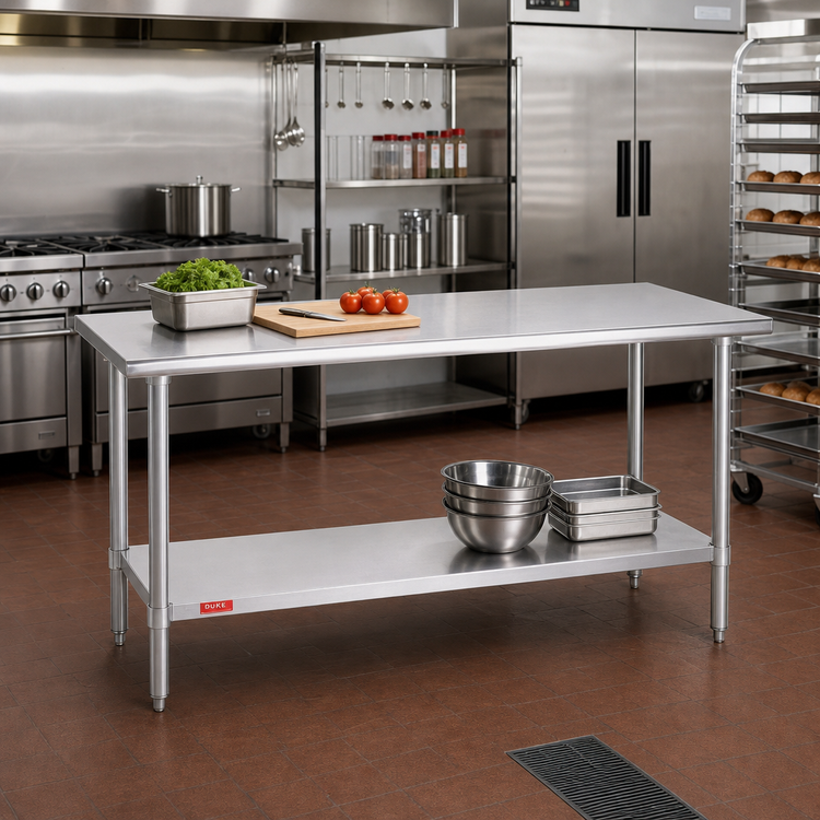 Product image #2 for Duke Stainless Steel Work Table with Undershelf, 72 x 24 Inches, 36 Inches High