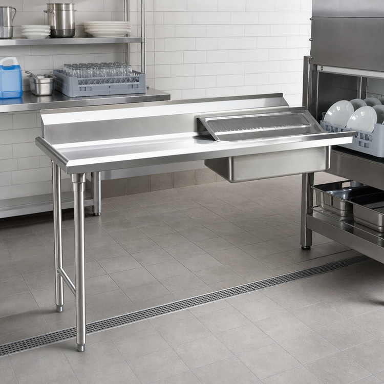 Product image #2 for Eagle Group Straight Soiled Dish Table with Left-to-Right Operation, 30 x 30 Inch, and 20 x 20 x 5 Inch Pre-Rinse Sink