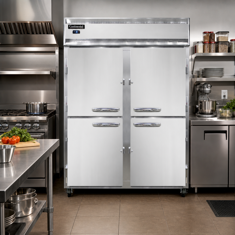 Product image #2 for Continental Refrigerator 2FESNSSHD Extra-Wide Two-Section Shallow Depth Reach-In Freezer with Half-Height Solid Doors