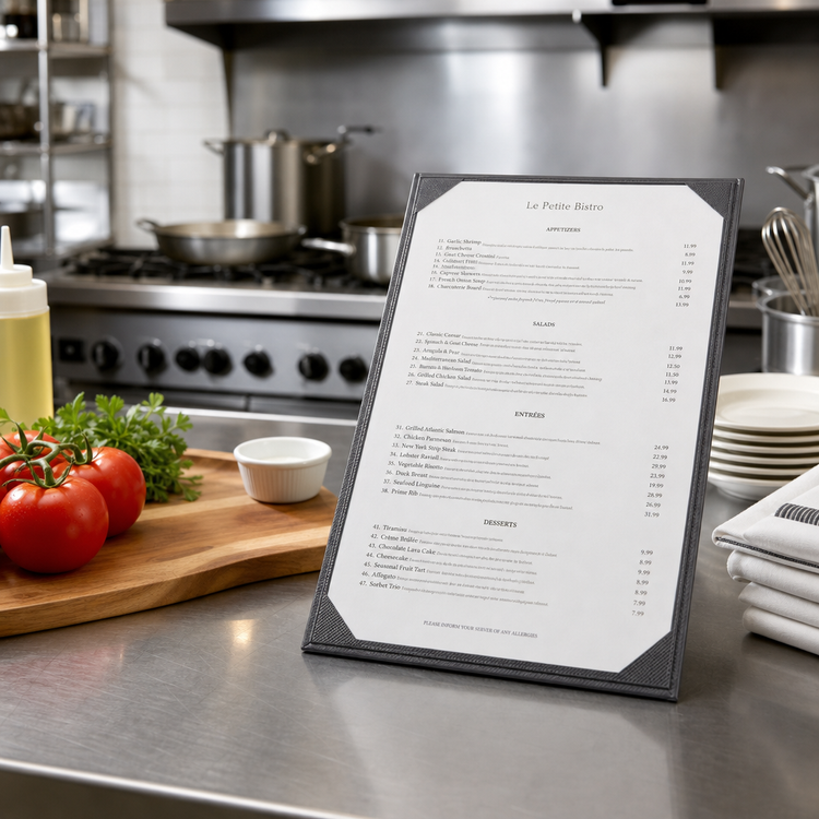 Product image #2 for Winco Single Legal-Size Gray Leather-Like Menu Cover